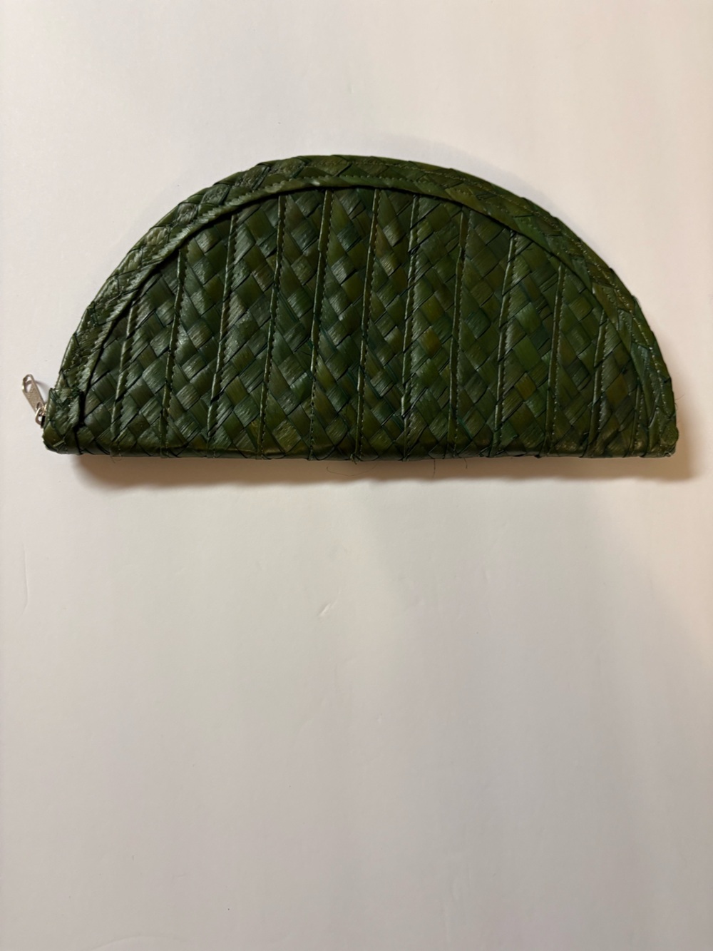 Unbranded Woven Half-Moon Zip Clutch — Dark Green